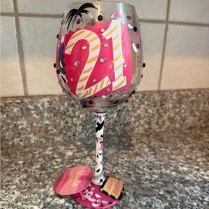 Lolita 21st Celebration Wine Glass - Pink and Yellow
